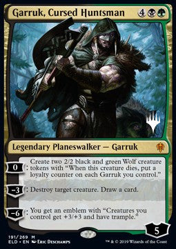 Garruk, Cursed Huntsman (V.2) - Throne of Eldraine: Promos (Mythic) [PELD-191]