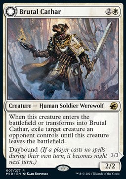 Brutal Cathar // Moonrage Brute - Innistrad: Midnight Hunt (Rare) [MID-7]