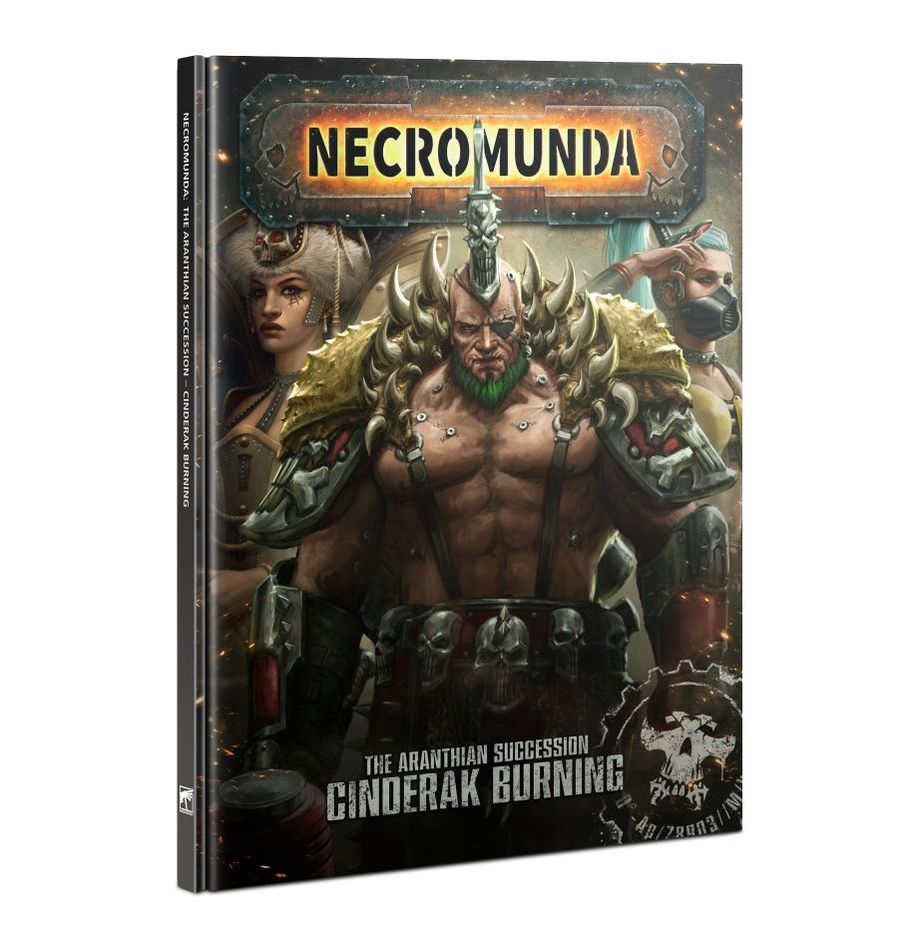 Book titled 'Necromunda' with a warrior character on the cover