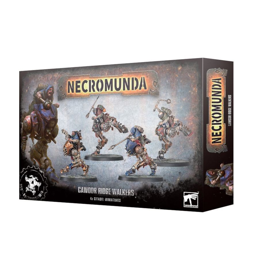 Necromunda game box with miniature figures on a white background