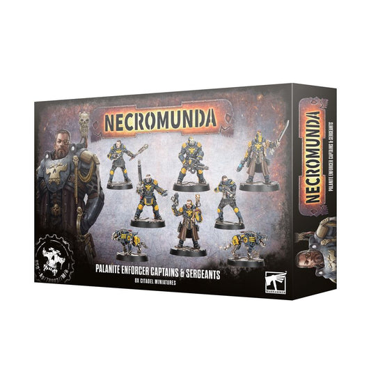 Necromunda Palanite Enforcer Captains & Sergeants miniatures set packaging on a white background
