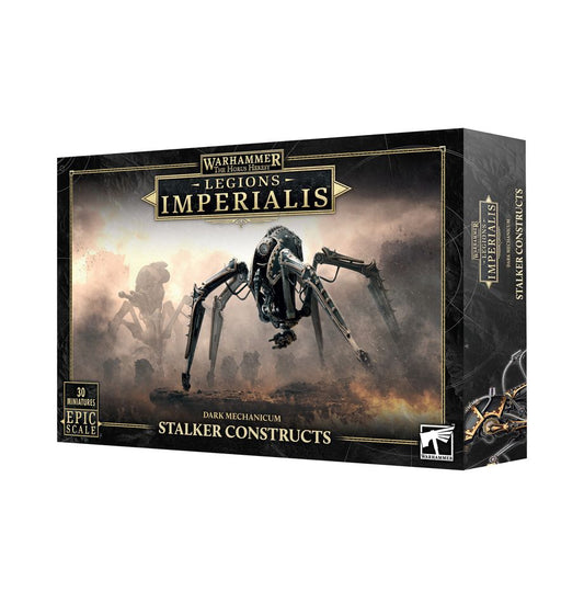 Warhammer Legions Imperialis box set for Dark Mechanicum Stalker Constructs on a white background