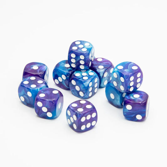 16mm D6 Dice Counters | Purple & Blue | 12 Pack