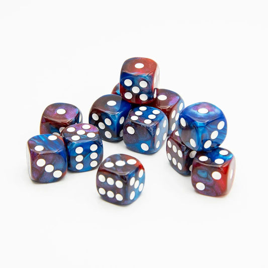 16mm D6 Dice Counters | Red & Blue | 12 Pack