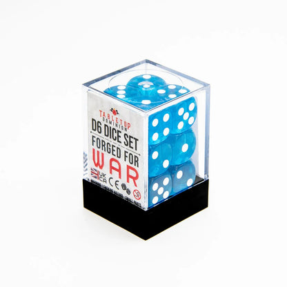 16mm D6 | Transparent Light Blue | Round Edge | 12 Pack